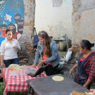 Demonstration of tortilla making, Puebla